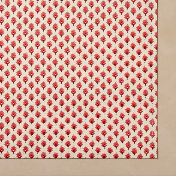 John Derian for Target 84"x60" Red Leaf-Like Print on Cream Table Cloth NWT - Picture 3 of 10